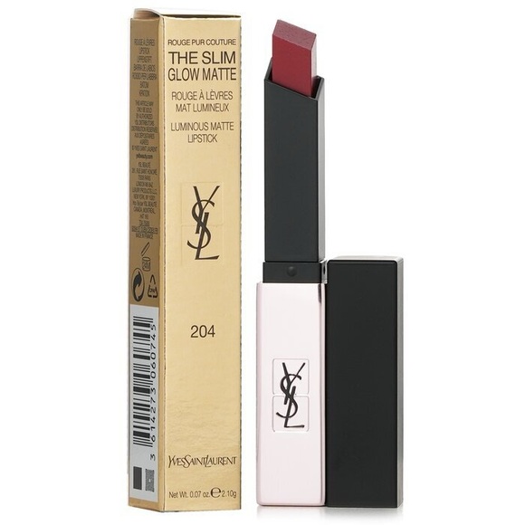 NIB Yves Saint Laurent Rouge Pur The Slim Glow Matte # 204 Private Carmine 2.1g - Picture 2 of 6